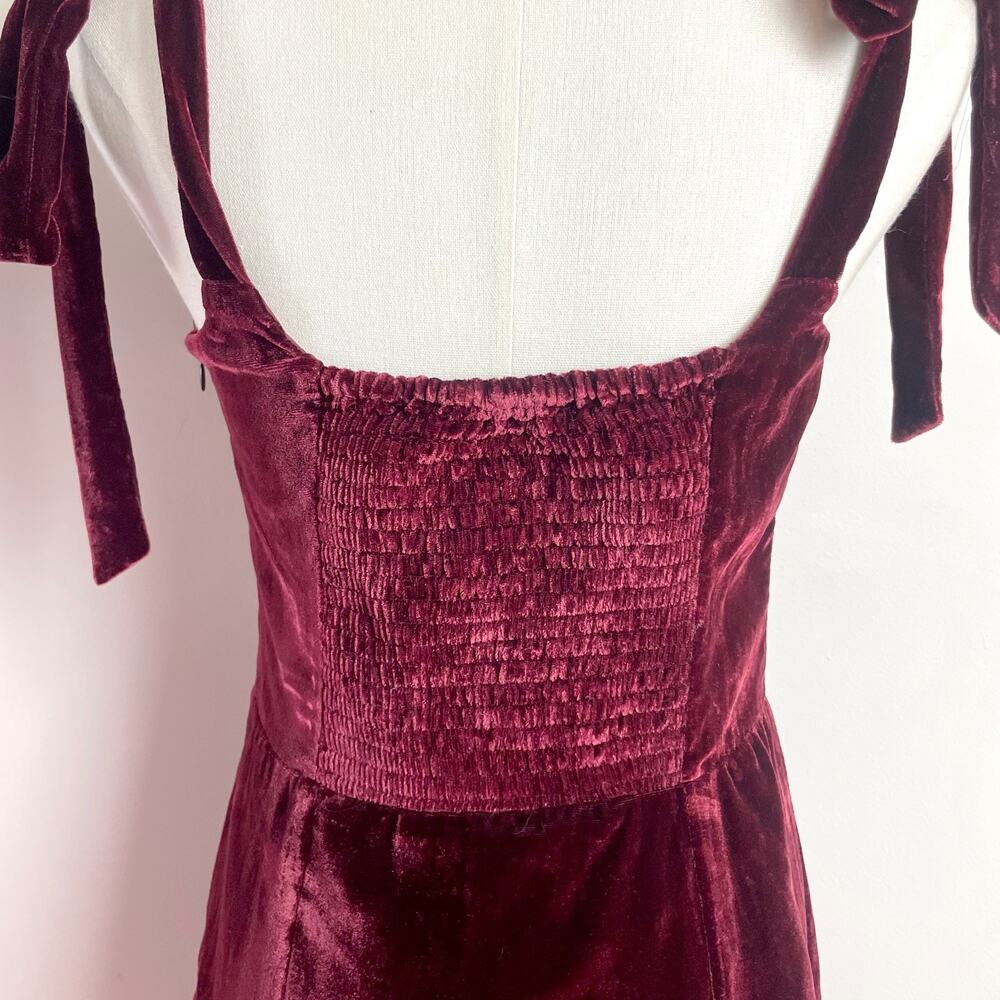 House of Harlow X Revolve NWT Velvet Mini Dress Small Burgundy Bow Coquette - Picture 5 of 10